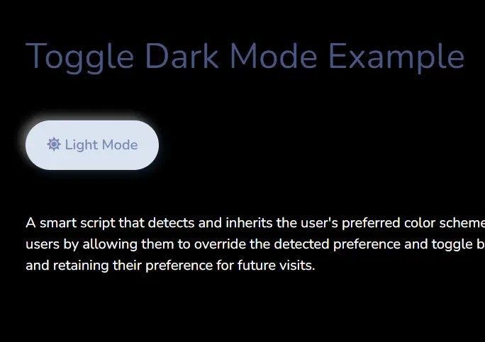 Smart Dark Mode Toggle Based On prefers-color-scheme And localStorage