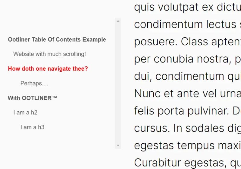 Floating Table Of Contents In Javascript Ootliner Css Script - High Quality 8K Nature Illustrations | Free Download