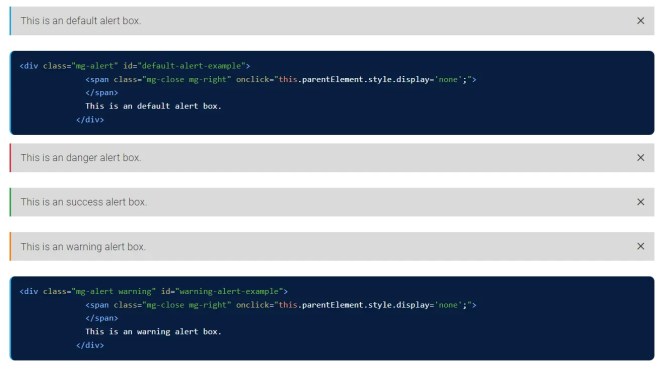 Mgplus CSS Framework Alerts
