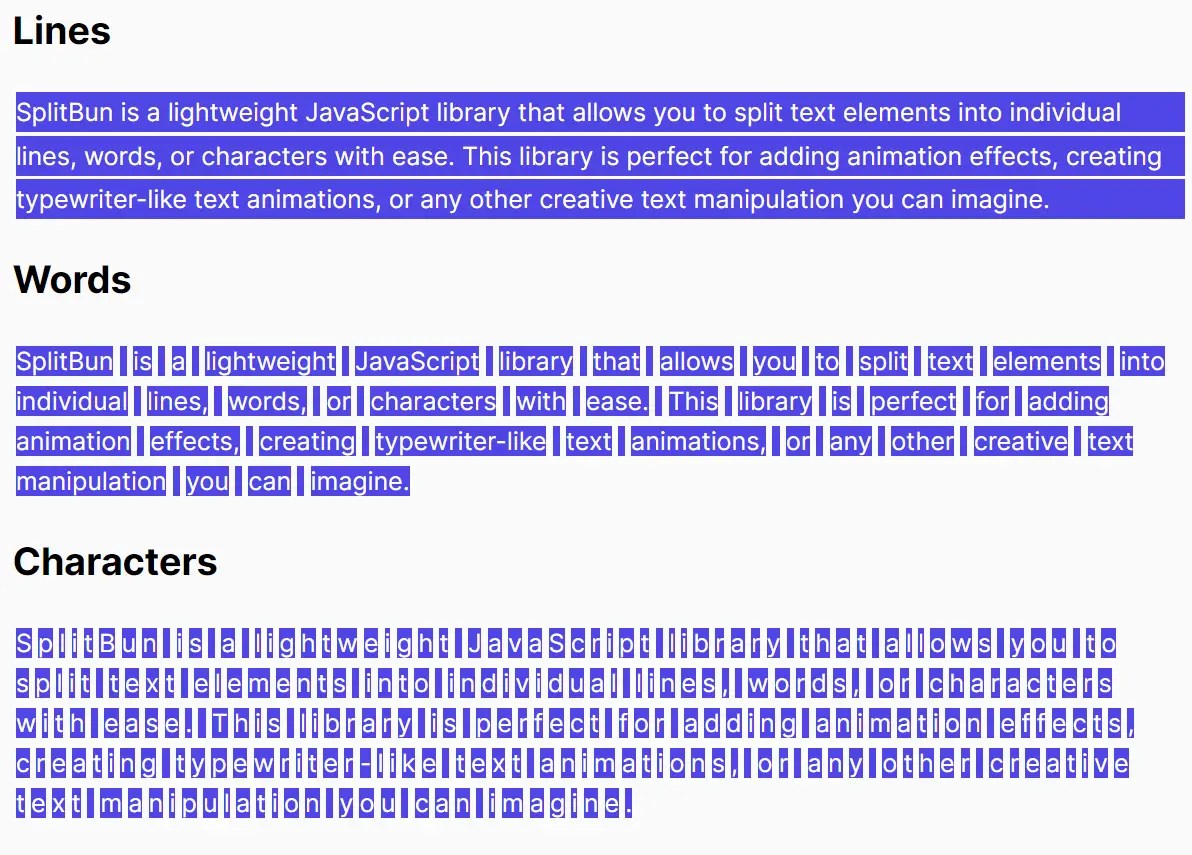 Tiny Text Splitting JavaScript Library – SplitBun