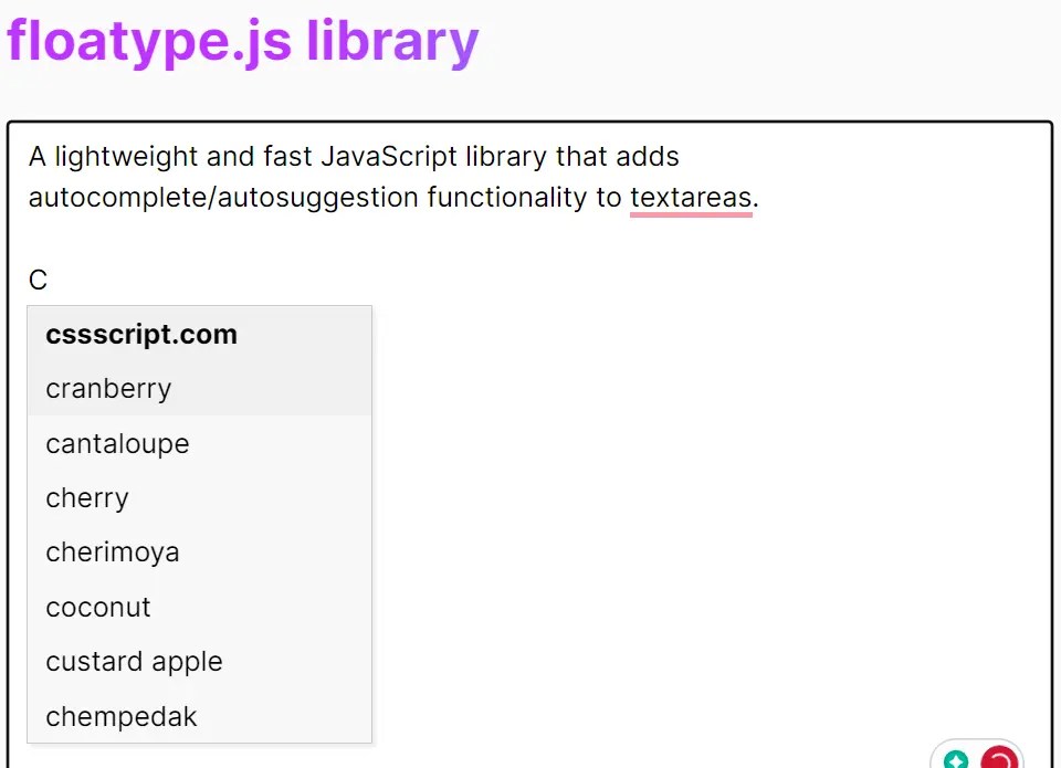 Floating Autocomplete Box For Textarea – floatype.js