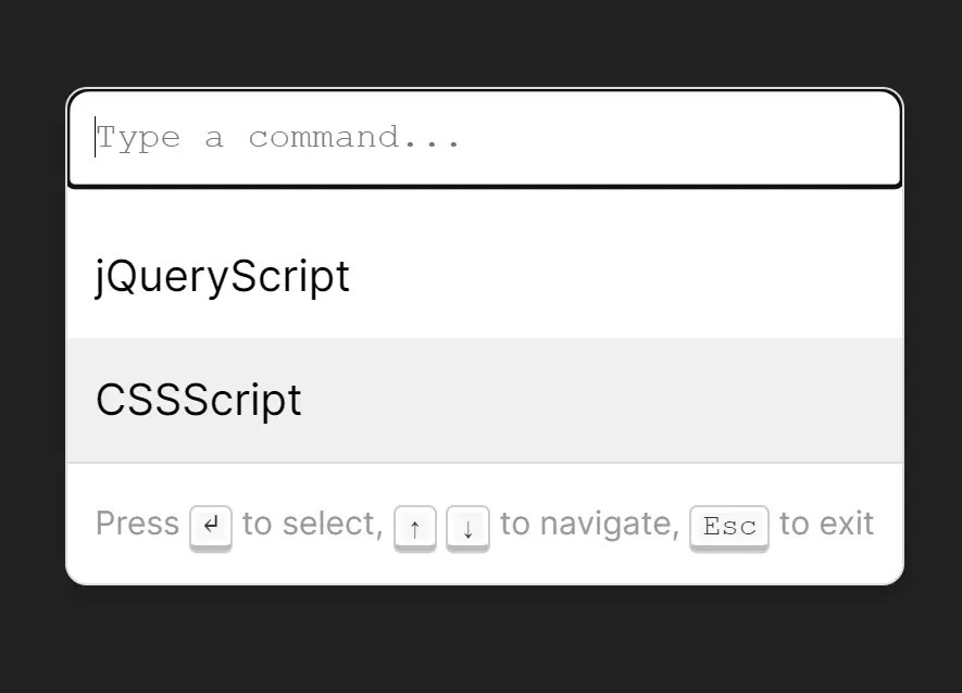 Lightweight Command Palette For The Web