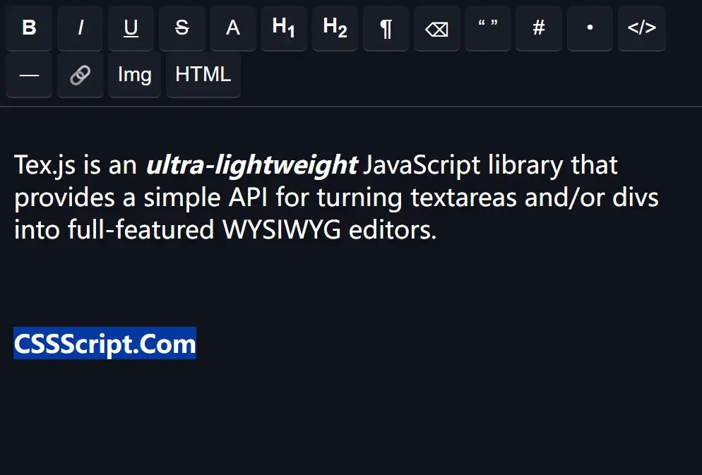 Ultra-light WYSIWYG Rich Text Editor – Tex.js