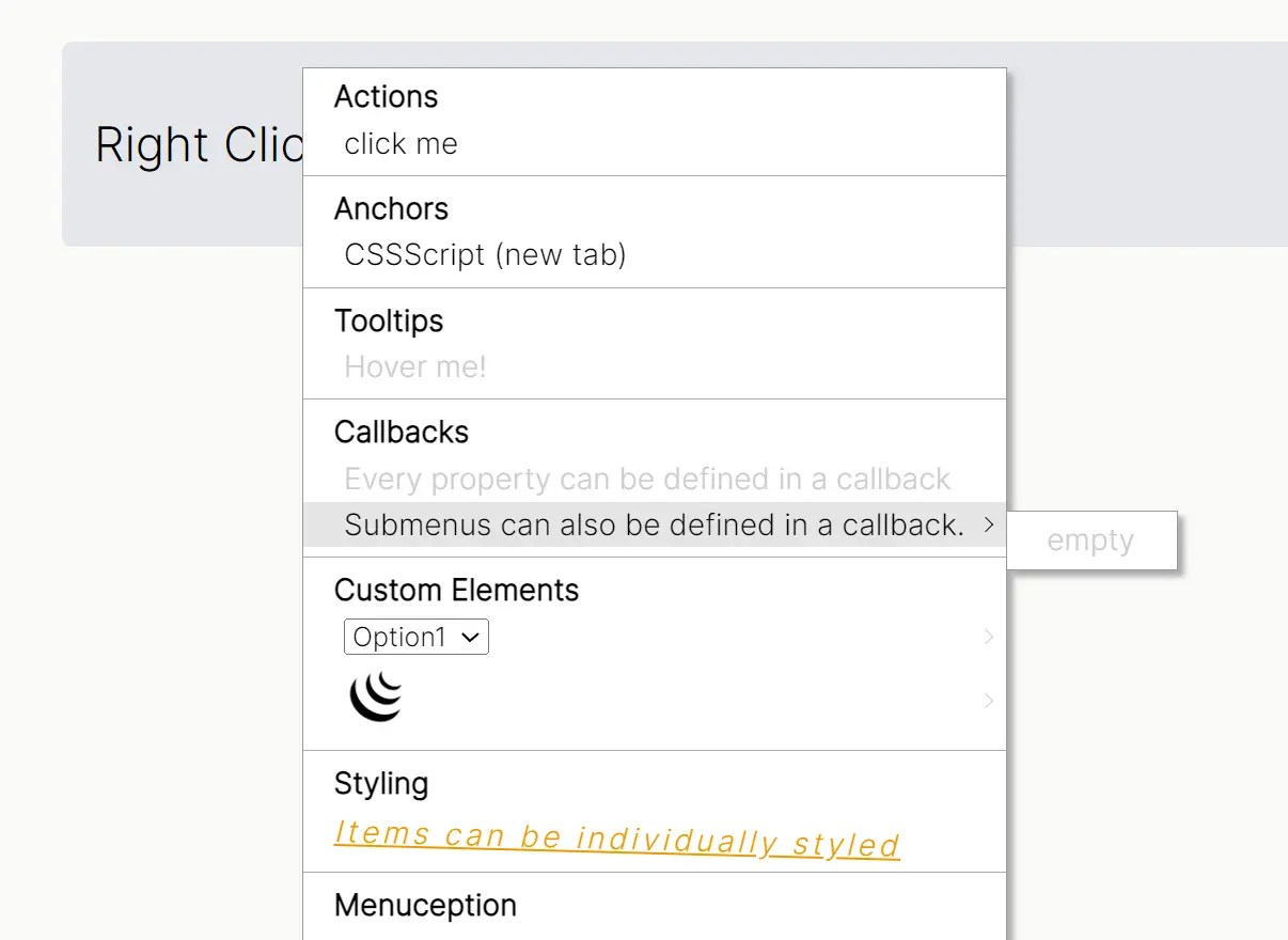 Multi-level Custom Context Menu Made Easy – ctxmenu.js