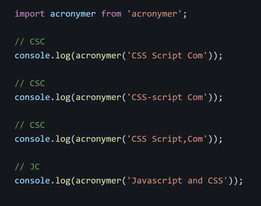 String to Acronym Conversion with Acronymer.js