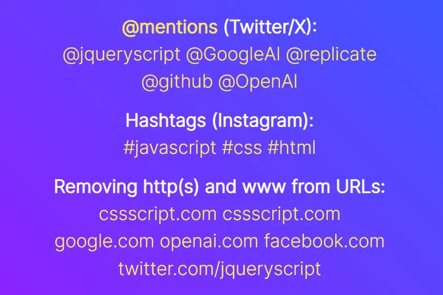 Convert @mentions, #hashtags, and URLs Into Clickable Links – MentionerJS