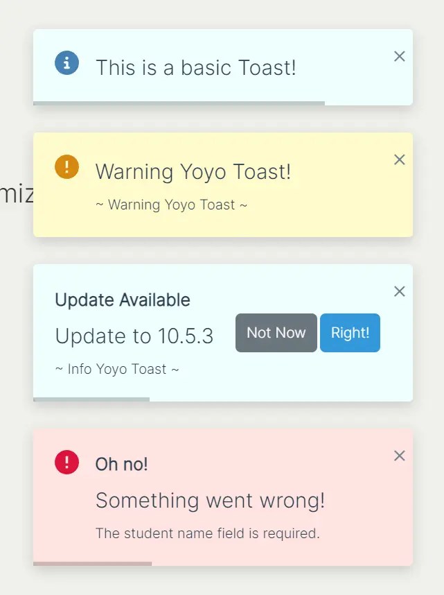 Lightweight Toast & Snackbar JavaScript Library – Yoyo Toast