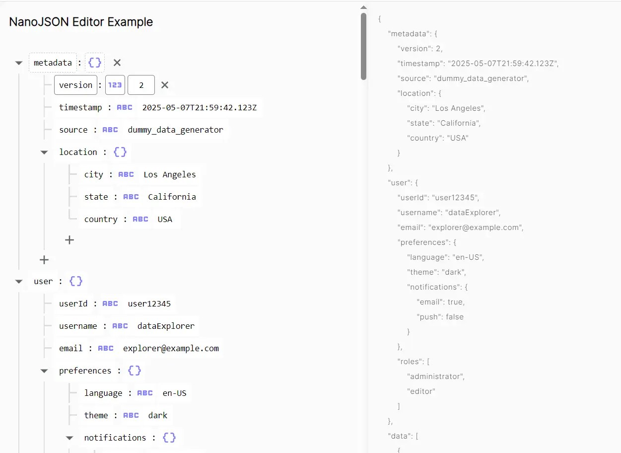 Lightweight JS JSON Editor for Web – NanoJSON