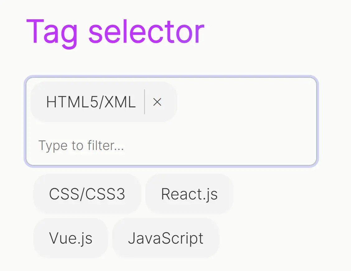Create Filterable Tags Input UI with outside-tags-selector