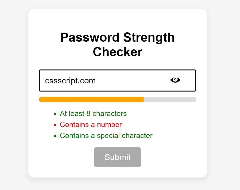 Vanilla JS Password Strength Checker for Better Form Security