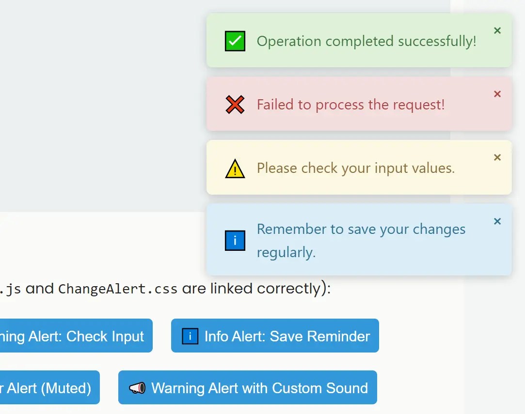 Customizable JS Toast Notification System with Themes – ChangeAlert
