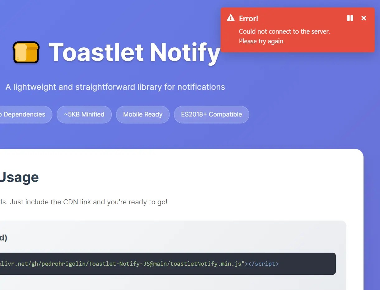 Mobile-friendly Toast Messages for Web Apps – Toastlet Notify