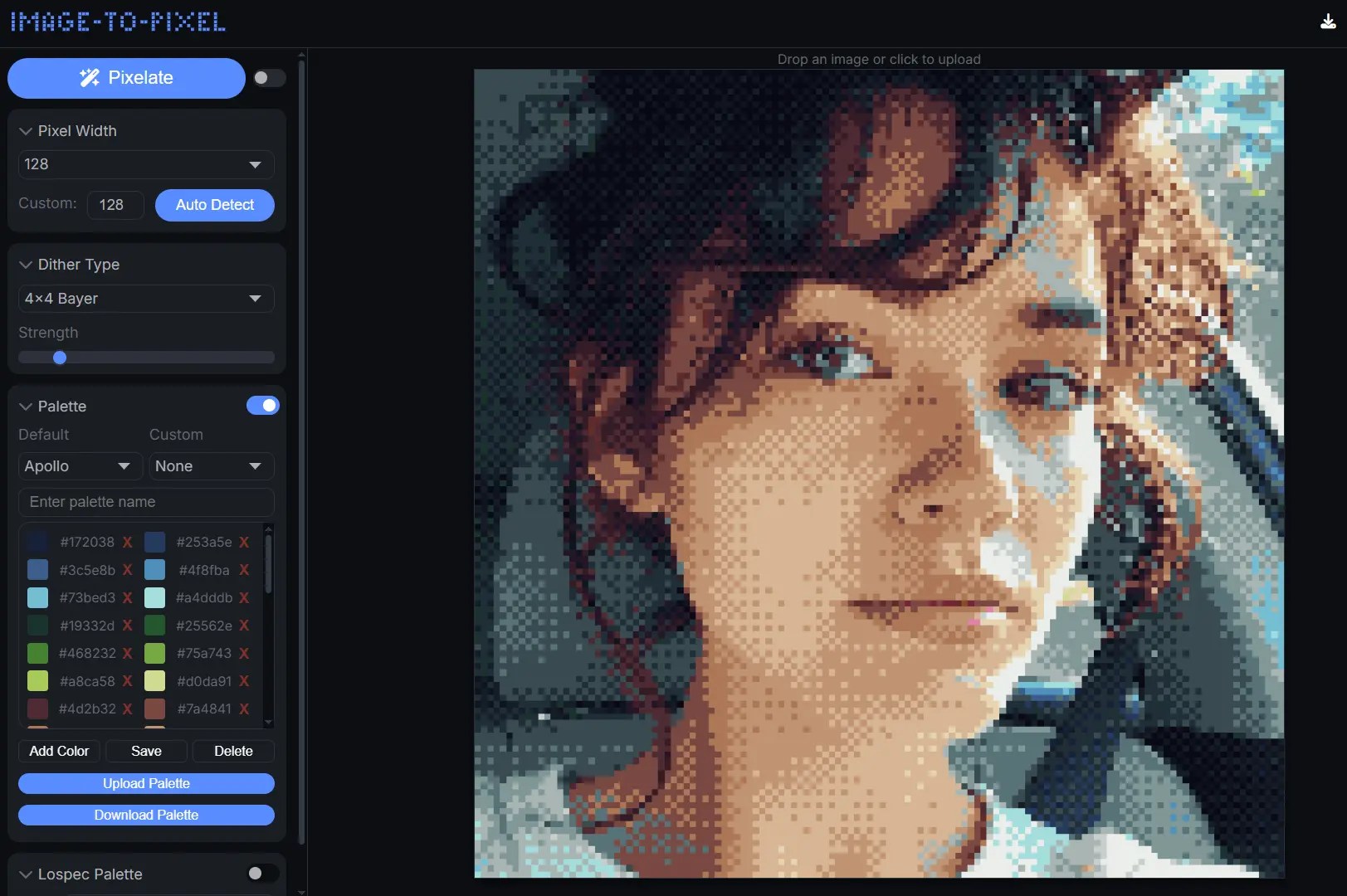 Convert Images to Pixel Art with JS Dithering & Custom Palettes – Image-to-Pixel
