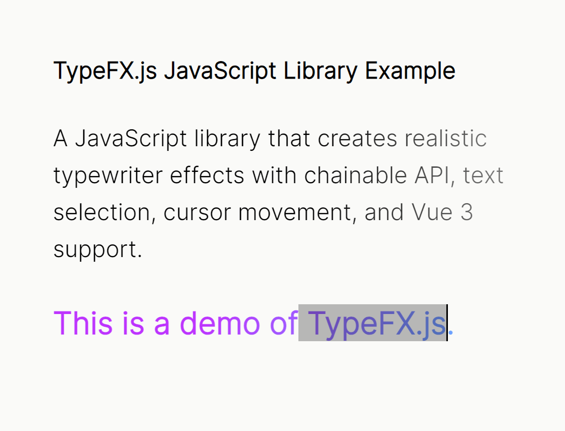 Advanced Typewriter Animation Library – TypeFX.js