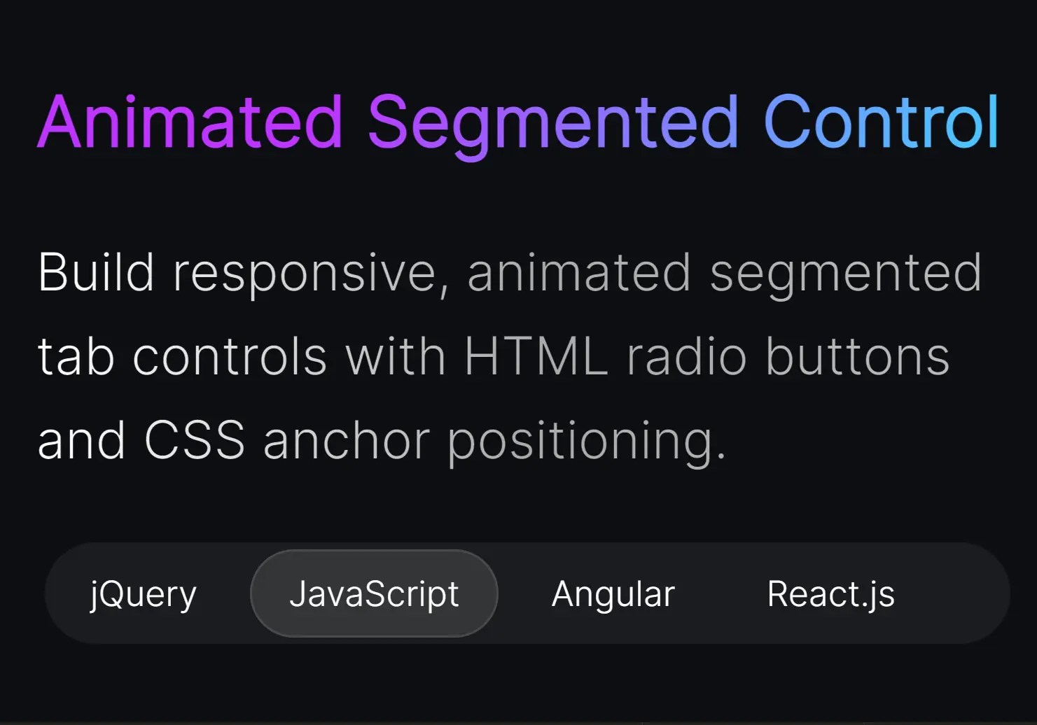 Animated Segmented Control with Radio Buttons and CSS3