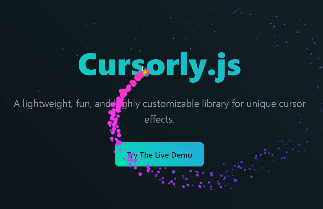 Custom Cursor Library with Animated Particle Effects