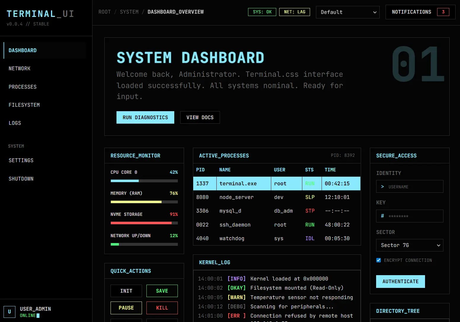 Build Terminal UI with Terminal.css CSS Framework
