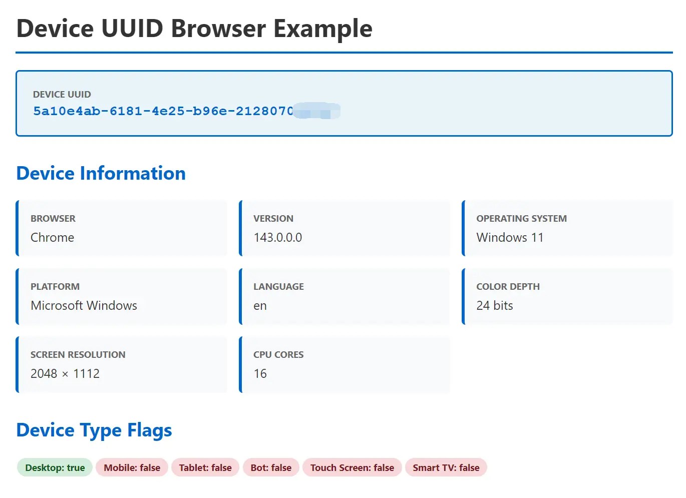 Lightweight Device Detection and UUID Generation Library