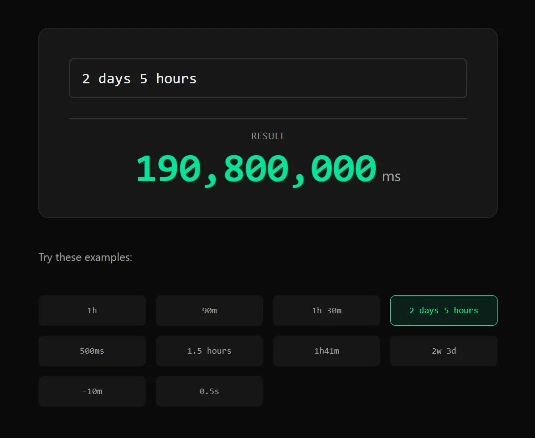 Convert Human-readable Duration Strings to Milliseconds