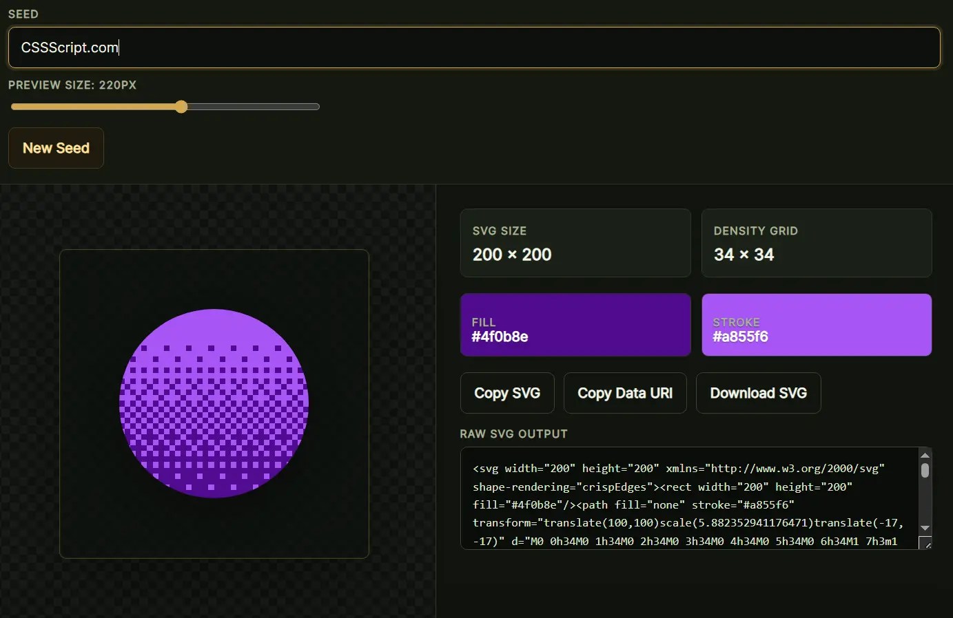 Seed-Based Dithered SVG Avatar Generator for JS & React – dither-avatar