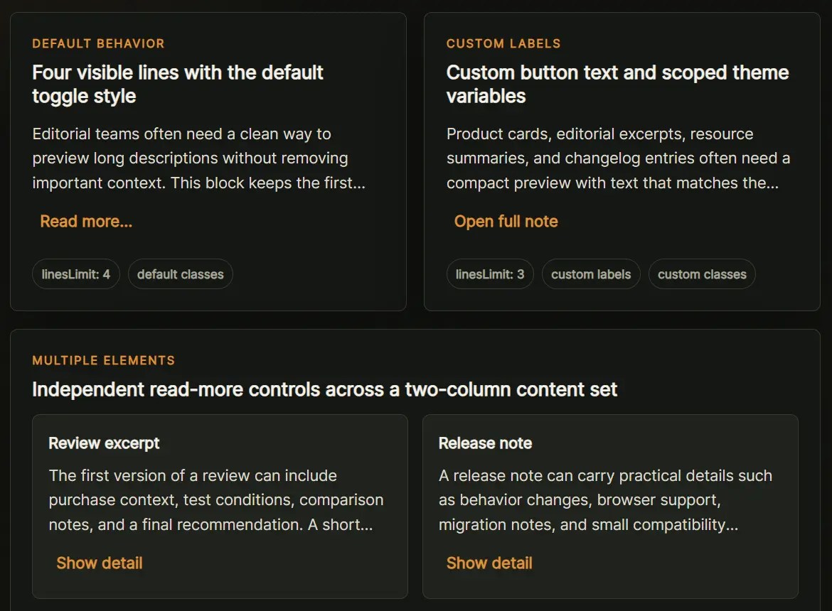 Line-Based Read More/Read Less in Vanilla JavaScript – ReadMore Lines