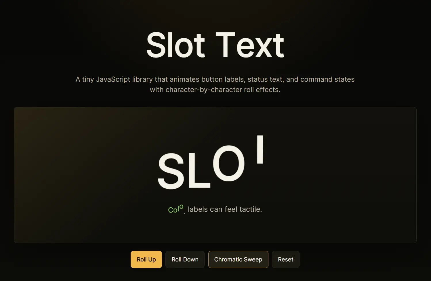 slot-text.js: Text Roll Animation for UI Labels