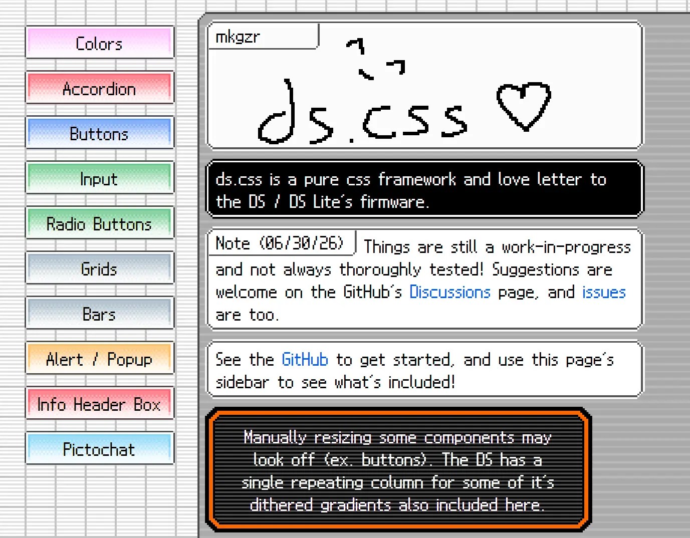 ds.css: Nintendo DS Lite UI Framework in Pure CSS