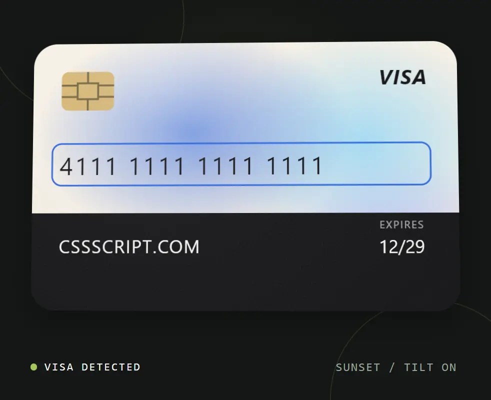 crd-ui.js: Animated Credit Card Preview UI for Payment Forms