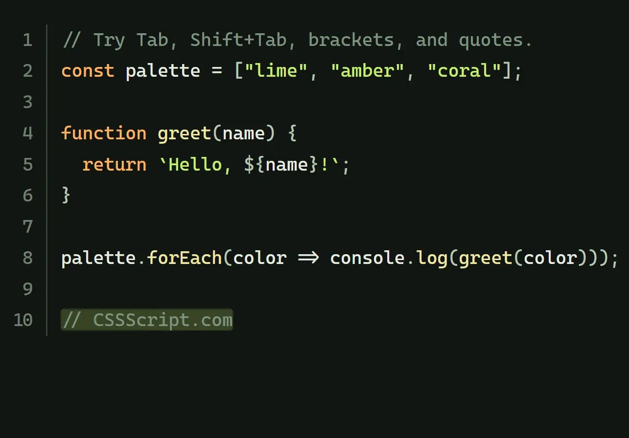 code-input.js: Editable Syntax-Highlighted Textarea