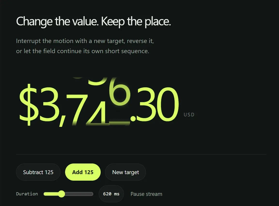 Rolling Number: Smooth Interruptible Number Animations in JavaScript