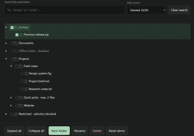 folder-tree: Tree View with Search, DnD, and Checkboxes