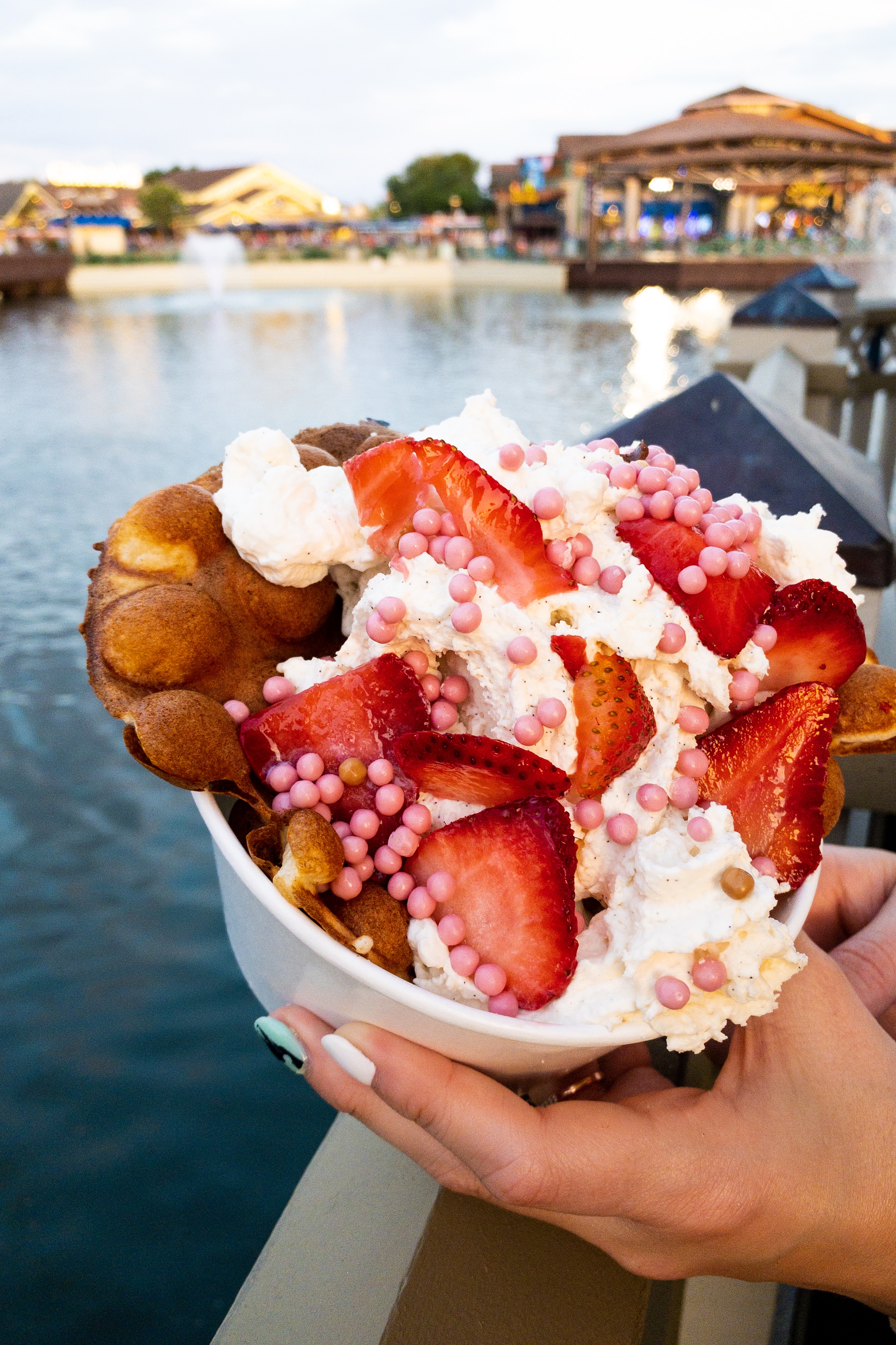 Strawberry Bubble Waffle from Aristocrepes in Disney Springs