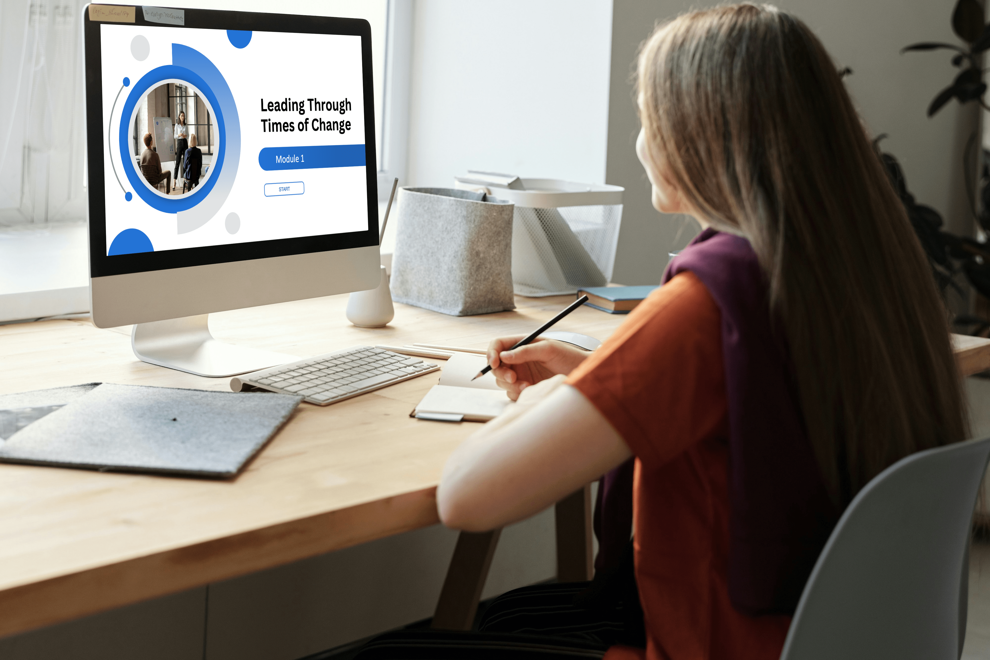 Lady completing an eLearning course
