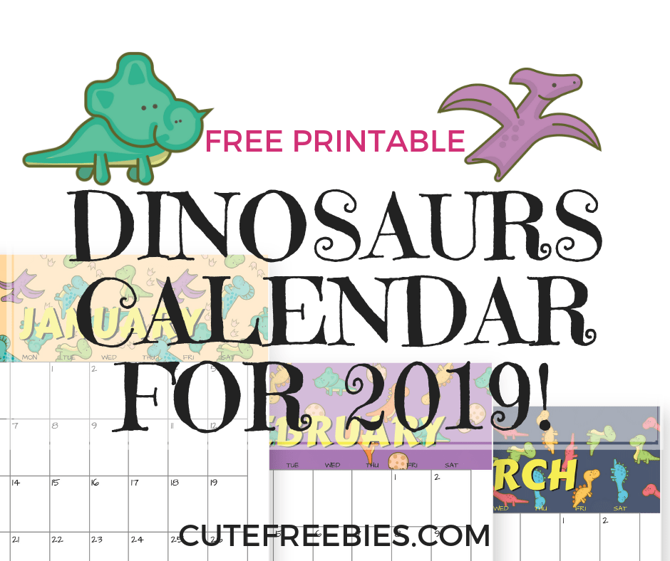 dinosaurs calendar header cute freebies for you