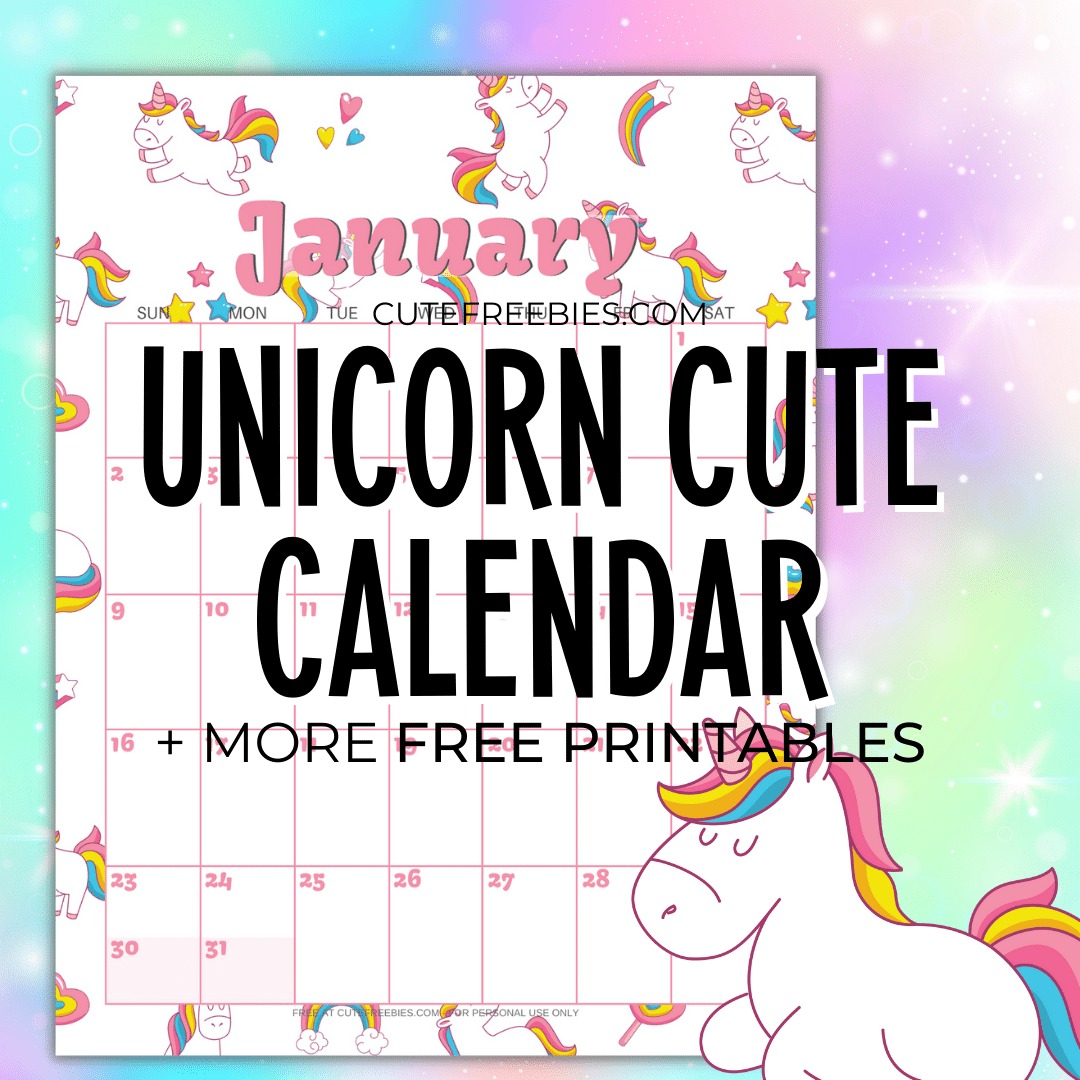 Cute unicorn 2023 calendar