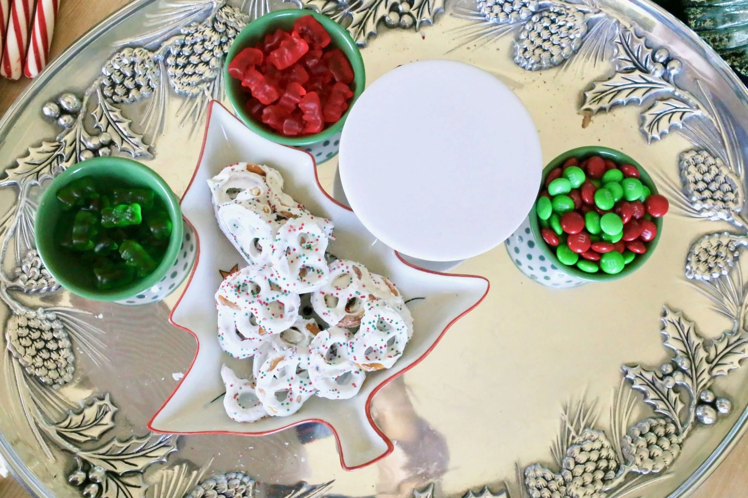 1. Place small candies in decorative bowls.