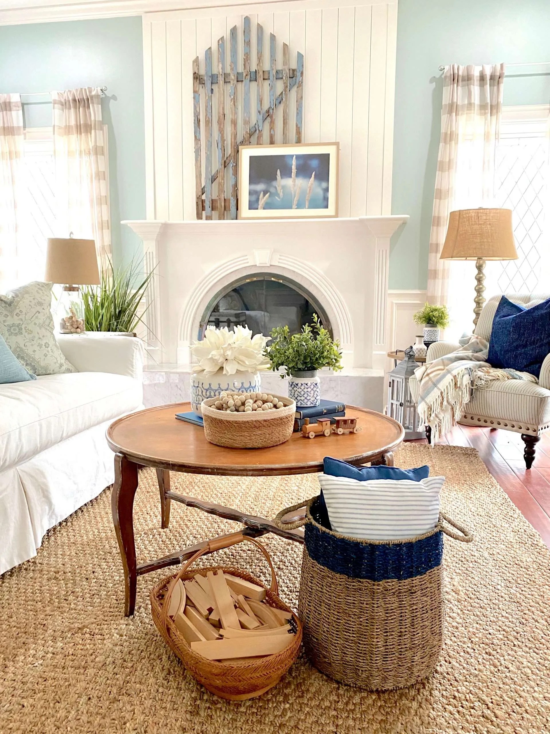 Real shiplap on fireplace mantle.