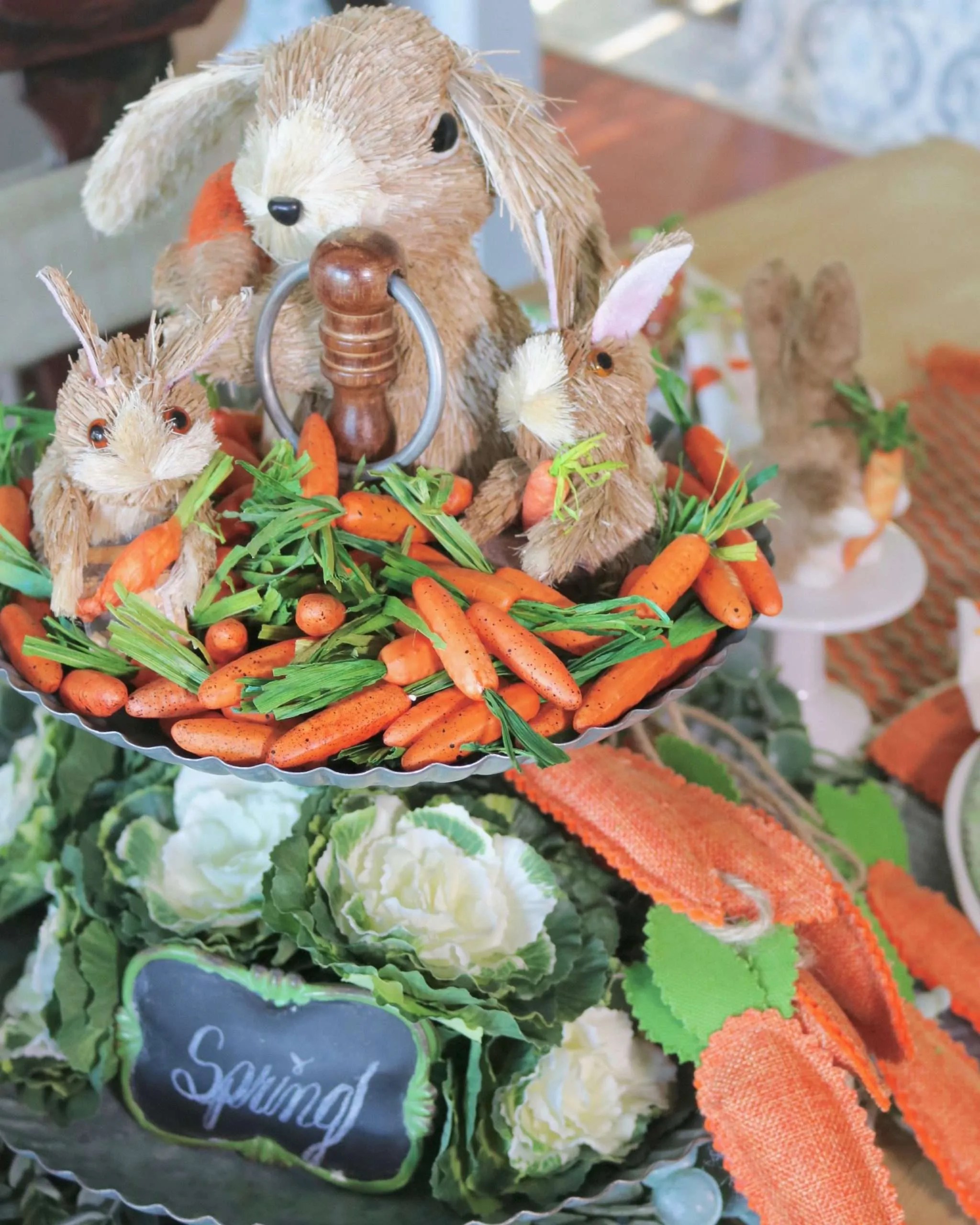 Decorate a two tiered tray.