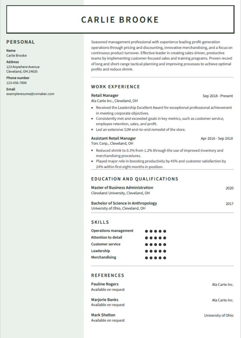Sample Retail Resume Template Cv Formats - Download Incredible Landscape Picture | Full HD