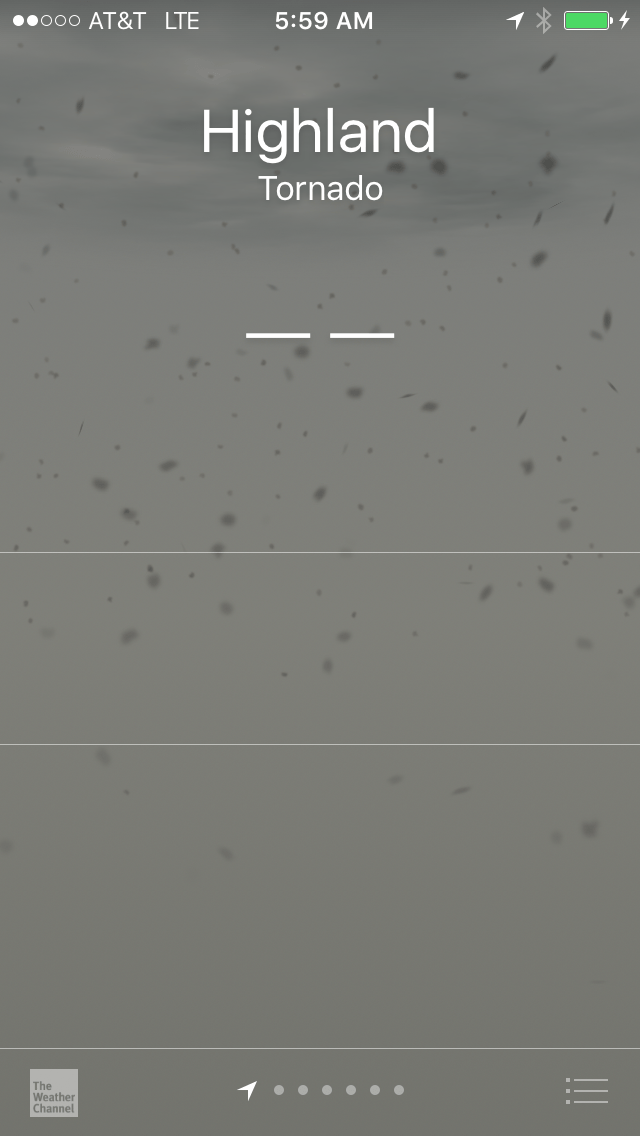 The temp on my dash was reading 31º with a little snowflake next to it. I decided to snap a shot of the current weather conditions on the phone and this is what I got. Sure, why not?