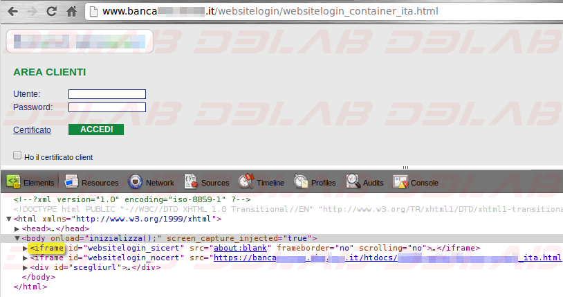 dettagli del box di login legittimo