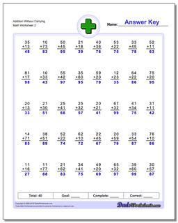 addition without regrouping worksheets