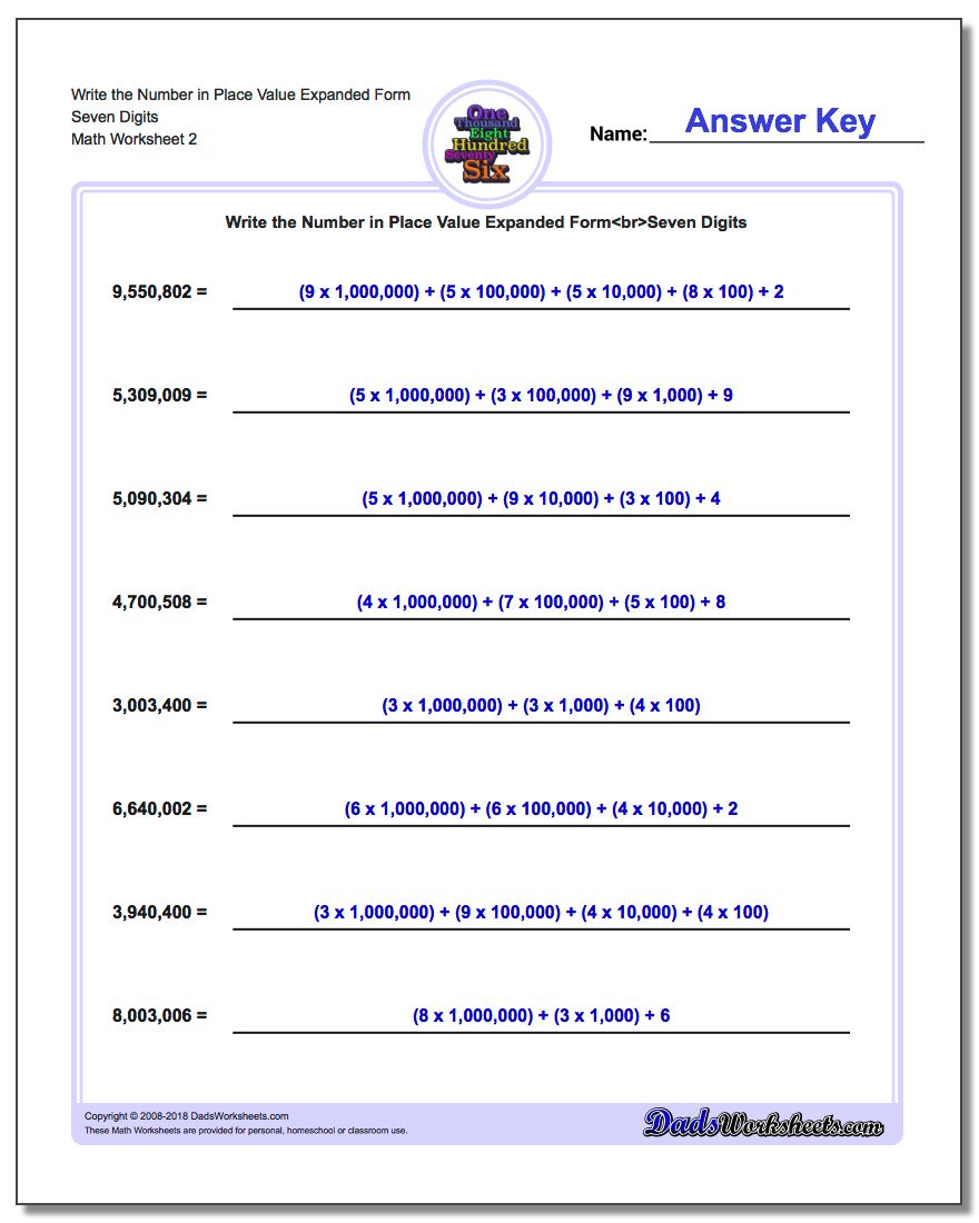 write numbers in expanded place value form
