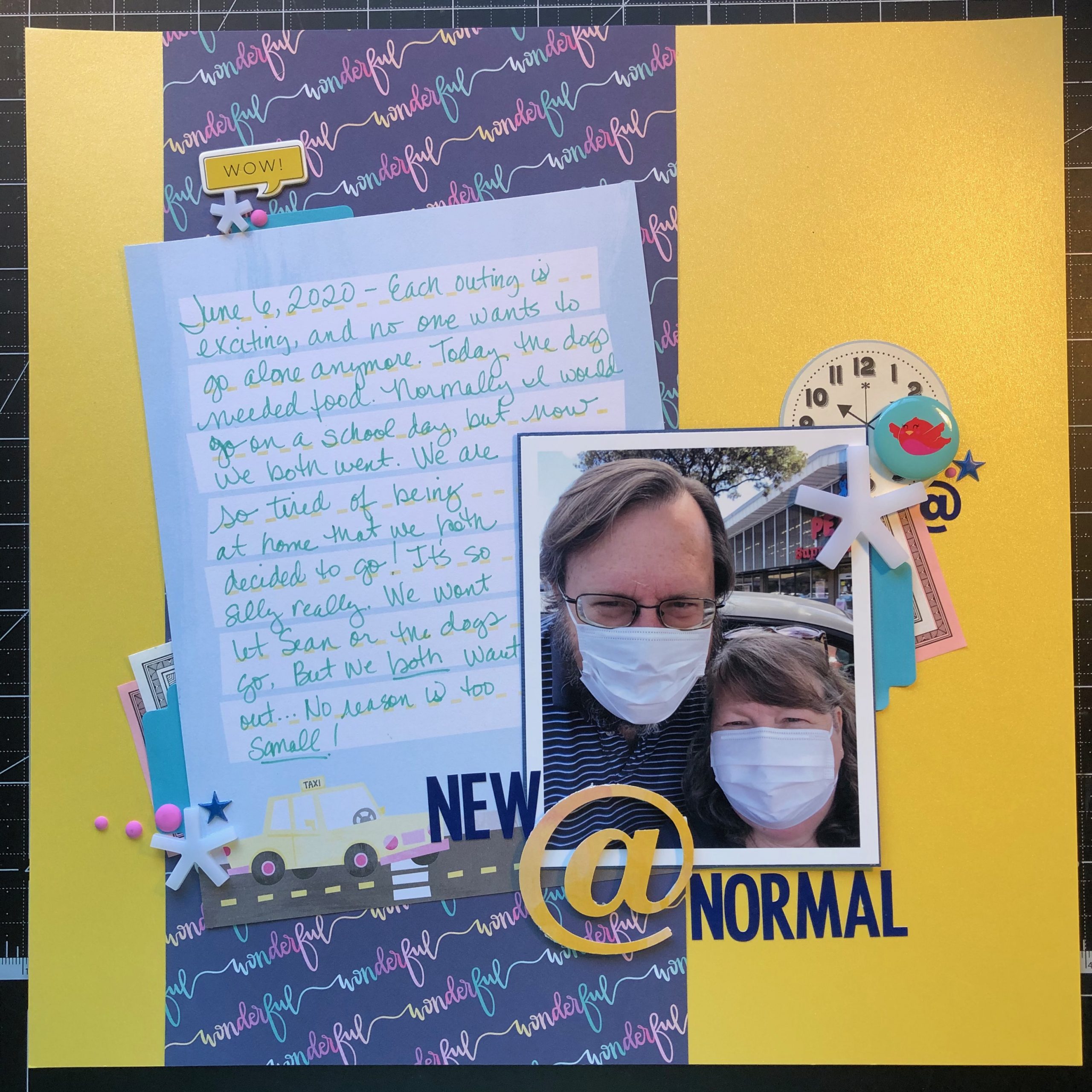 scrapbook layout of John and I at PetCo.  Where the pets go.