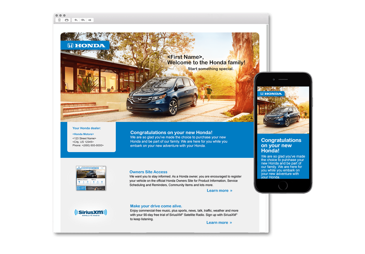 Honda welcome email