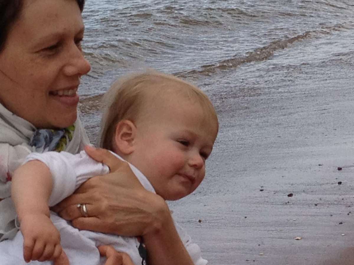 blond boy with mum