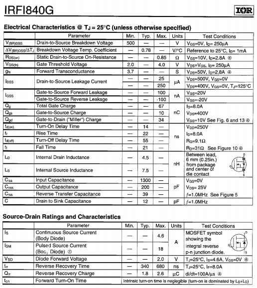 Irf1840g Datasheet Pdf International Rectifier