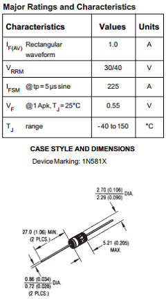 1n5818 Datasheet 1n5818 Pdf Pinouts Circuit