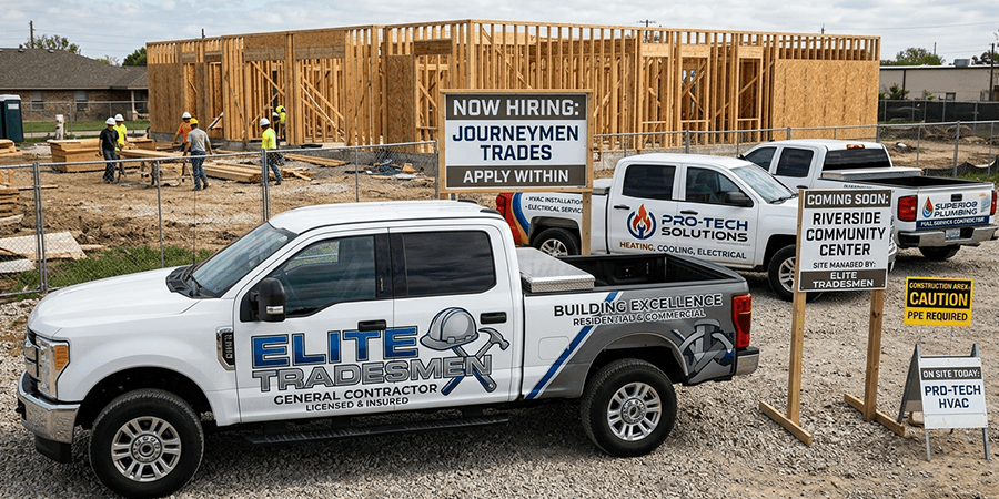 different signage on a construction site