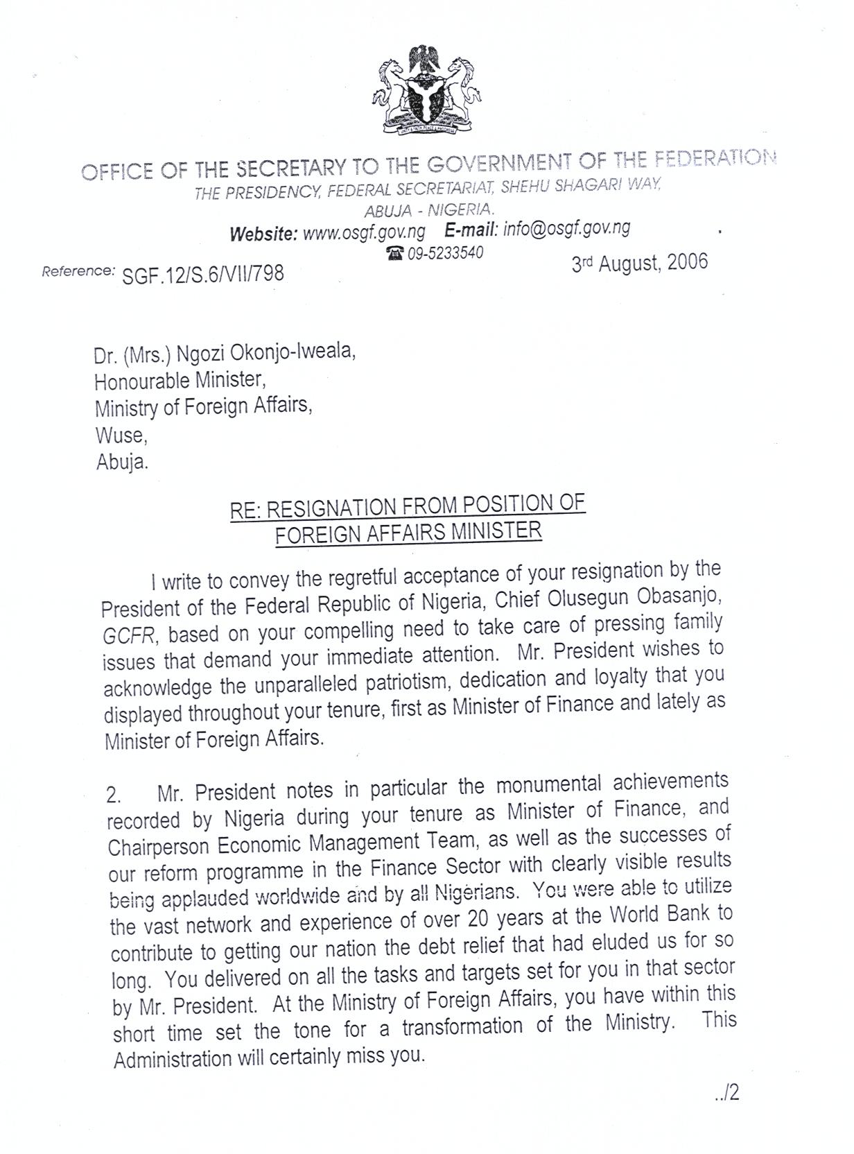 How To Write A Letter To Minister Of Finance